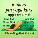 Yin yoga kurs 4 mai 2026. kl 18:45 (6 ukers kurs) FULLT!!! For påmelding send melding til tlf 92 60 83 88 thumbnail
